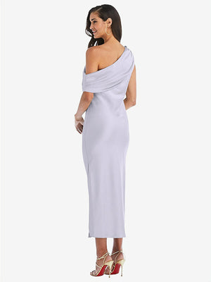 【STYLE: 8203】Draped One-Shoulder Convertible Midi Slip Dress【COLOR: Silver Dove】