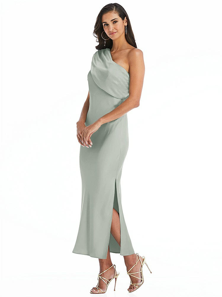 【STYLE: 8203】Draped One-Shoulder Convertible Midi Slip Dress【COLOR: Willow Green】