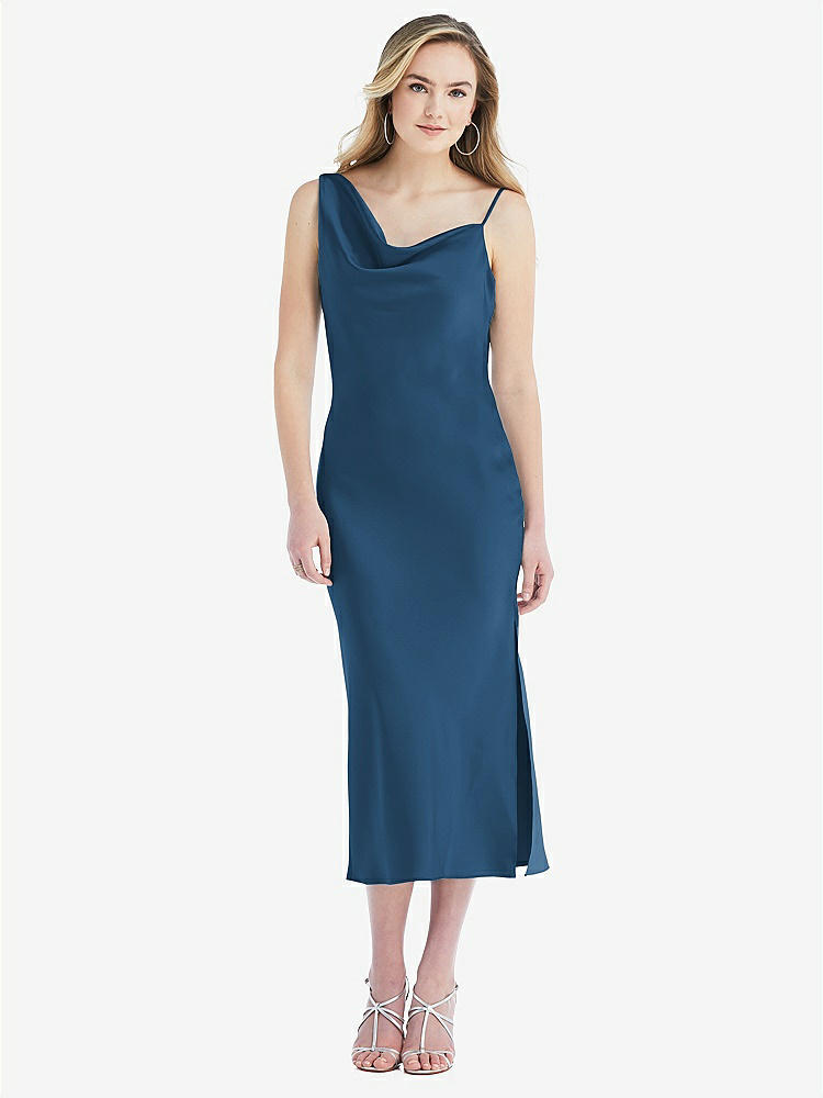【NEW】【STYLE: 8204】非対称 ワン層 カウル MIDI スリップ ドレス【COLOR: Dusk Blue】【SIZE: 00-30W】
