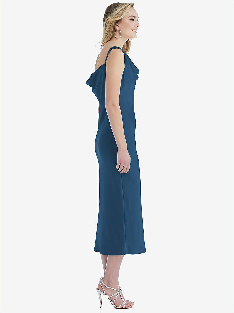 【NEW】【STYLE: 8204】非対称 ワン層 カウル MIDI スリップ ドレス【COLOR: Dusk Blue】【SIZE: 00-30W】