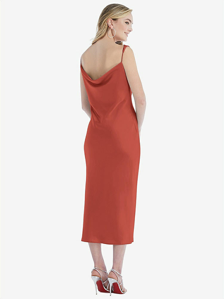 【STYLE: 8204】Asymmetrical One-Shoulder Cowl Midi Slip Dress【COLOR: Amber Sunset】