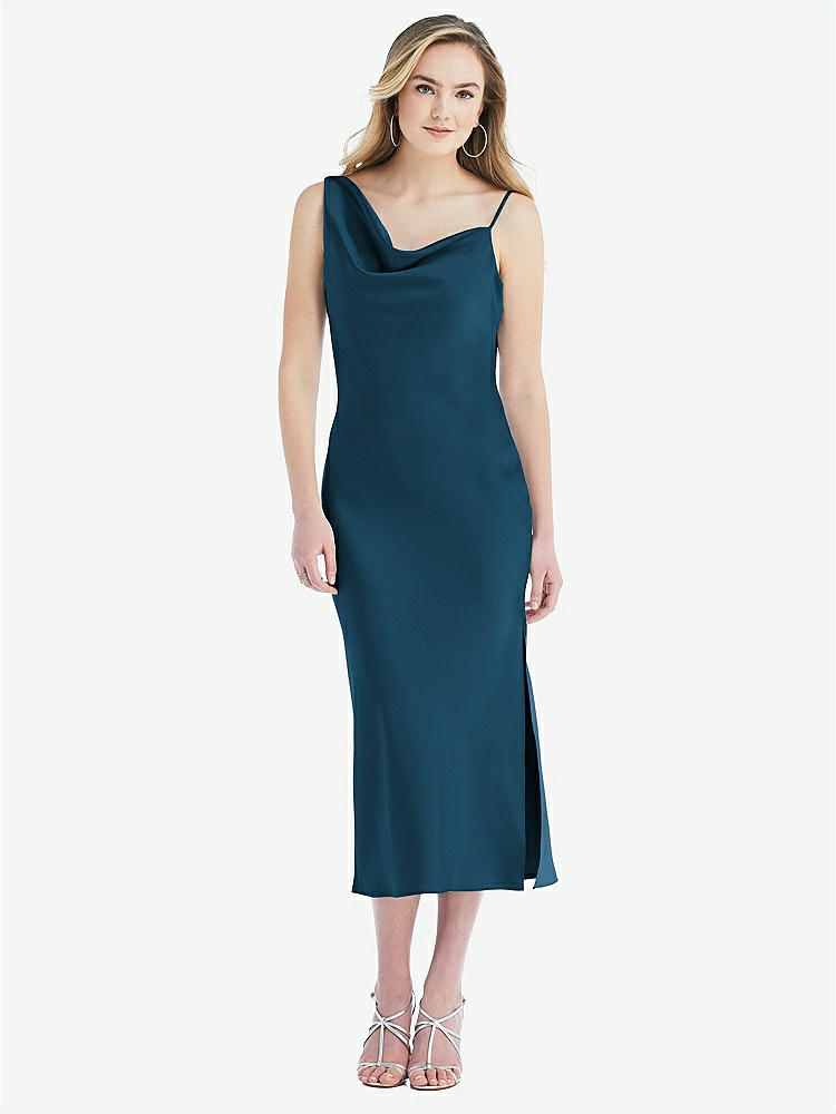 【NEW】【STYLE: 8204】非対称 ワン層 カウル MIDI スリップ ドレス【COLOR: Atlantic Blue】【SIZE: 00-30W】