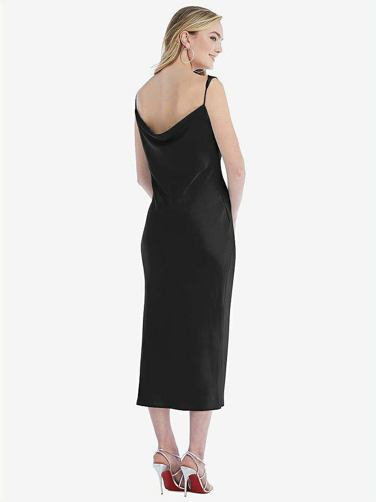 【NEW】【STYLE: 8204】非対称 ワン層 カウル MIDI スリップ ドレス【COLOR: Black】【SIZE: 00-30W】