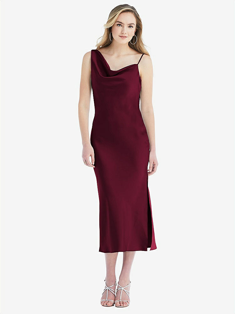 【NEW】【STYLE: 8204】非対称 ワン層 カウル MIDI スリップ ドレス【COLOR: Cabernet】【SIZE: 00-30W】