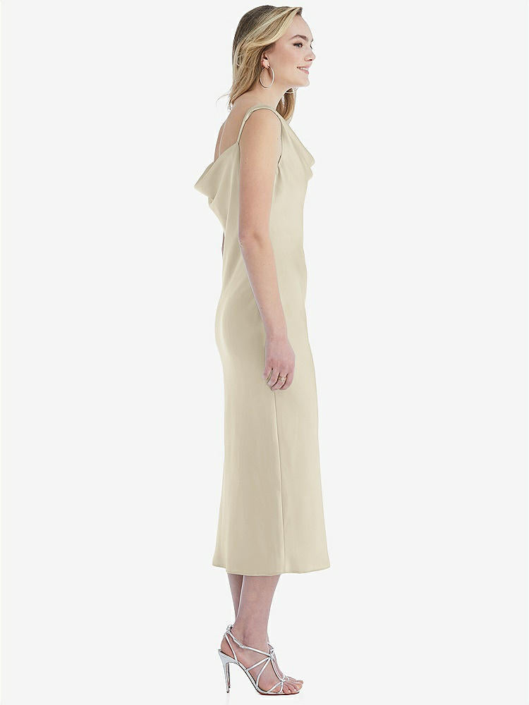 【STYLE: 8204】Asymmetrical One-Shoulder Cowl Midi Slip Dress【COLOR: Champagne】