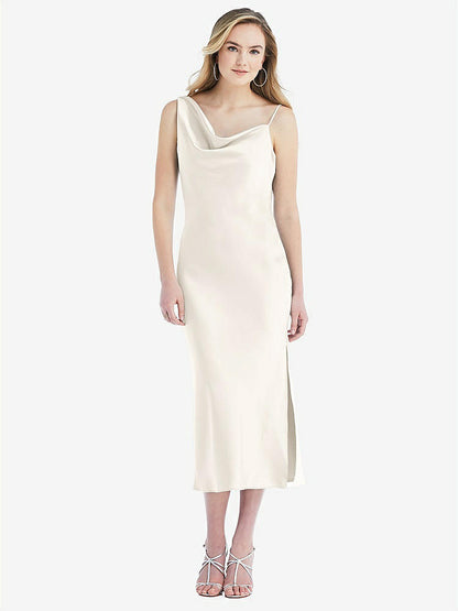 【NEW】【STYLE: 8204】非対称 ワン層 カウル MIDI スリップ ドレス【COLOR: Ivory】【SIZE: 00-30W】