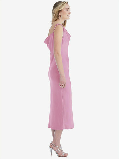 【NEW】【STYLE: 8204】非対称 ワン層 カウル MIDI スリップ ドレス【COLOR: Powder Pink】【SIZE: 00-30W】
