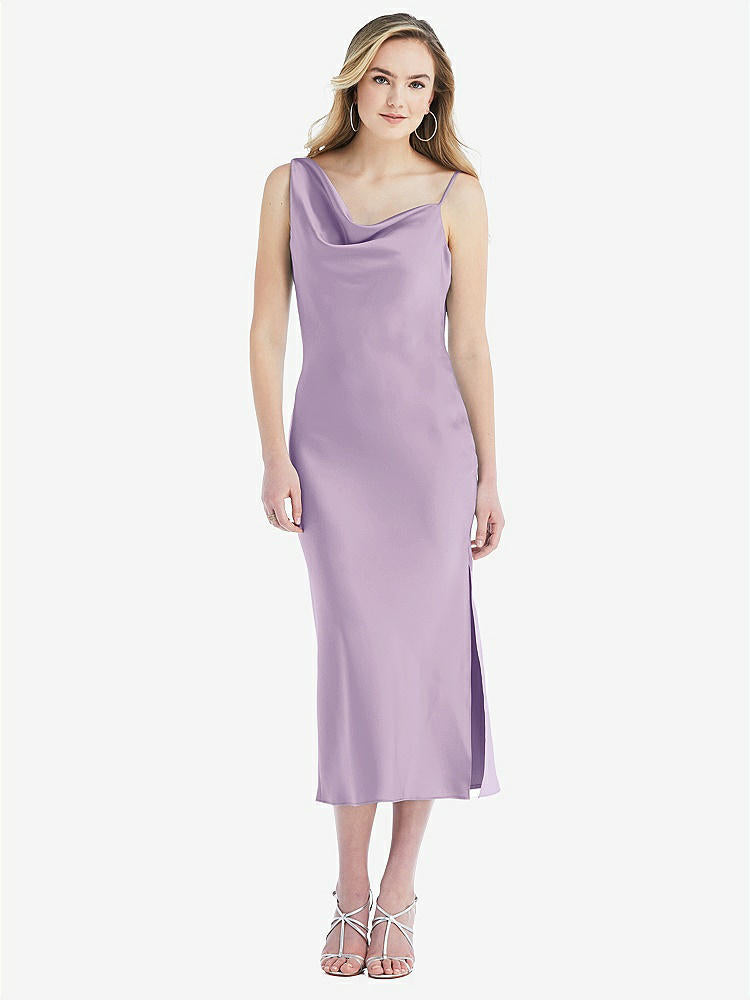 【NEW】【STYLE: 8204】非対称 ワン層 カウル MIDI スリップ ドレス【COLOR: Pale Purple】【SIZE: 00-30W】