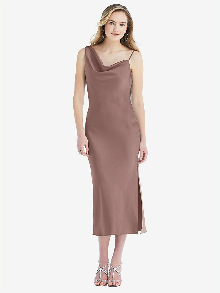 【STYLE: 8204】Asymmetrical One-Shoulder Cowl Midi Slip Dress【COLOR: Sienna】