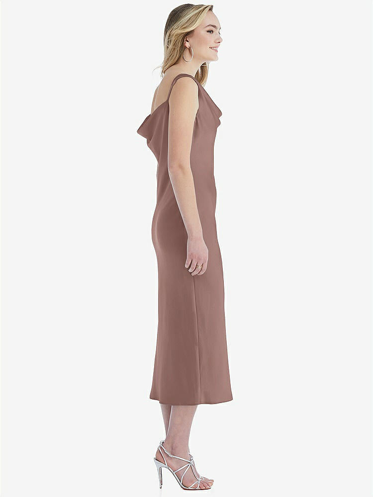 【STYLE: 8204】Asymmetrical One-Shoulder Cowl Midi Slip Dress【COLOR: Sienna】