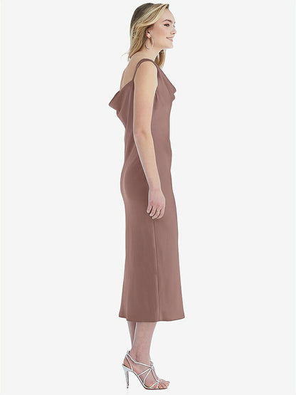 【STYLE: 8204】Asymmetrical One-Shoulder Cowl Midi Slip Dress【COLOR: Sienna】