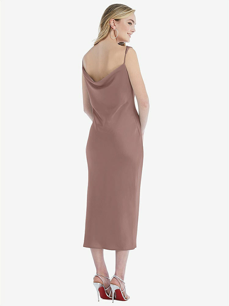 【STYLE: 8204】Asymmetrical One-Shoulder Cowl Midi Slip Dress【COLOR: Sienna】