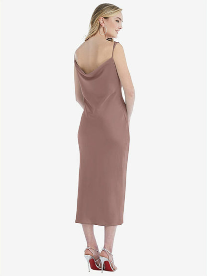 【STYLE: 8204】Asymmetrical One-Shoulder Cowl Midi Slip Dress【COLOR: Sienna】