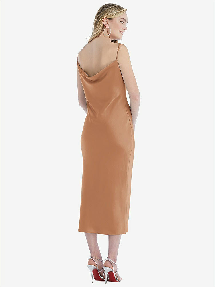【STYLE: 8204】Asymmetrical One-Shoulder Cowl Midi Slip Dress【COLOR: Toffee】