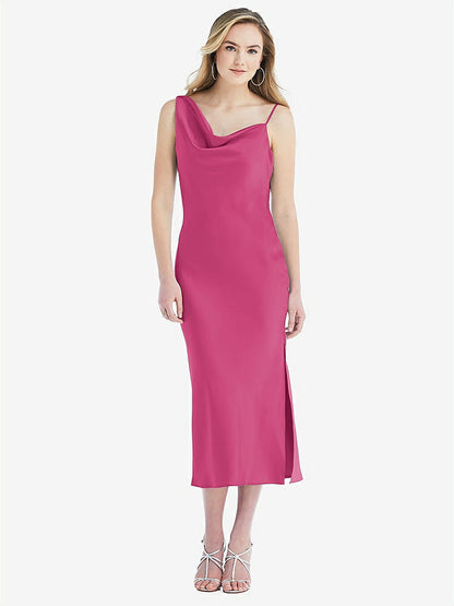 【NEW】【STYLE: 8204】非対称 ワン層 カウル MIDI スリップ ドレス【COLOR: Tea Rose】【SIZE: 00-30W】