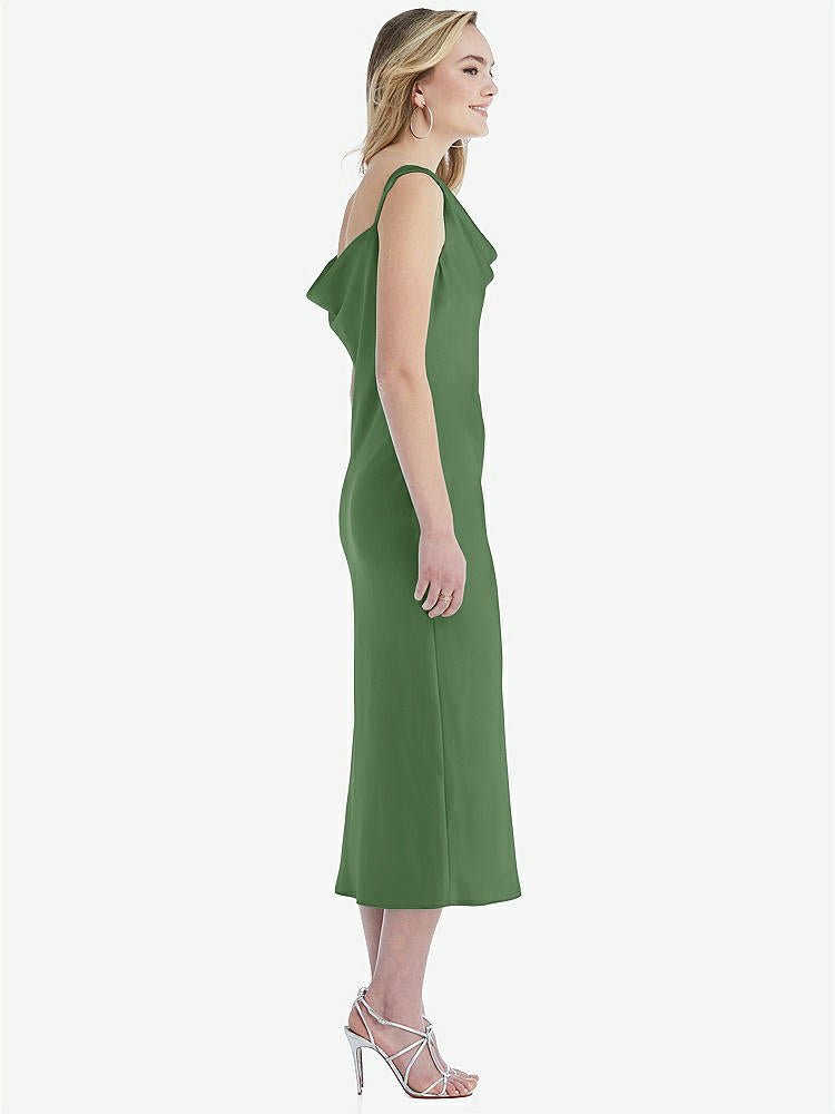 【STYLE: 8204】Asymmetrical One-Shoulder Cowl Midi Slip Dress【COLOR: Vineyard Green】