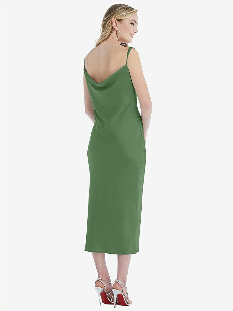 【STYLE: 8204】Asymmetrical One-Shoulder Cowl Midi Slip Dress【COLOR: Vineyard Green】
