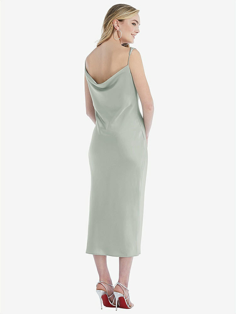 【STYLE: 8204】Asymmetrical One-Shoulder Cowl Midi Slip Dress【COLOR: Willow Green】