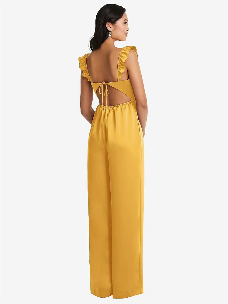 【NEW】【STYLE: 8206】フリル 袖 ネクタイバック ジャンプスーツ ポケット付き【COLOR: NYC Yellow】【SIZE: 00-30W】
