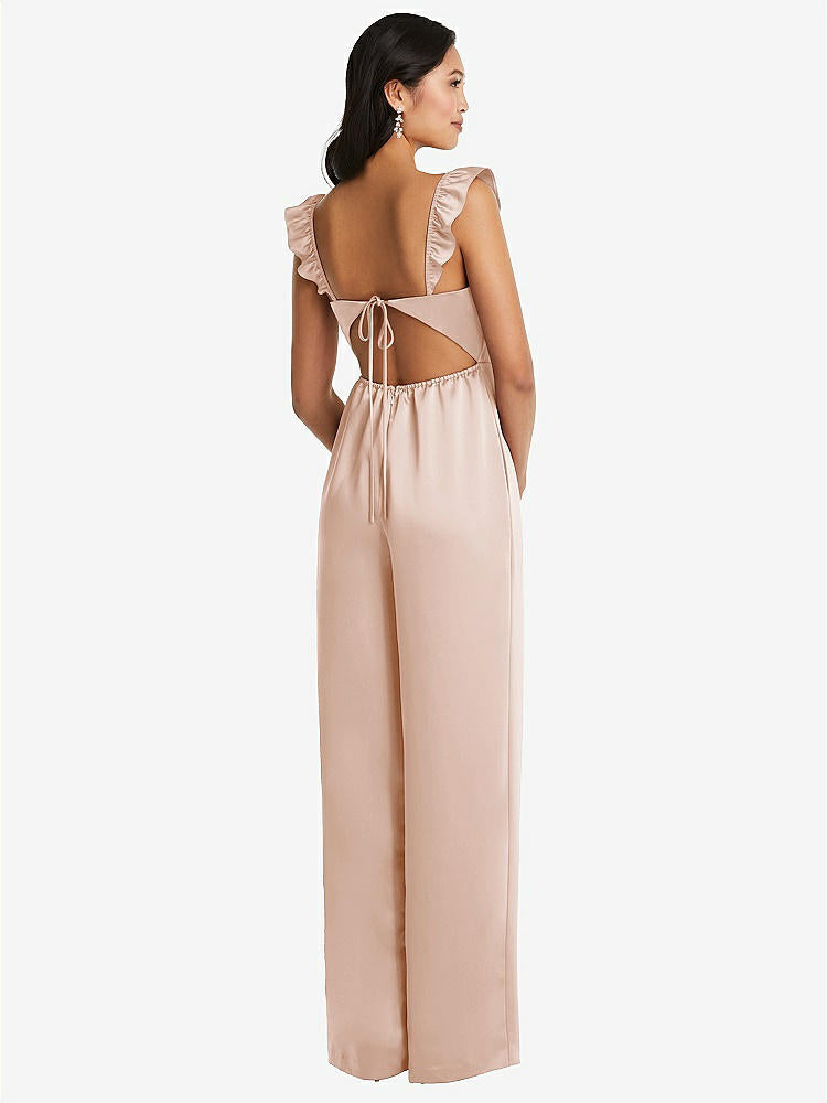 【STYLE: 8206】Ruffled Sleeve Tie-Back Jumpsuit with Pockets【COLOR: Cameo】
