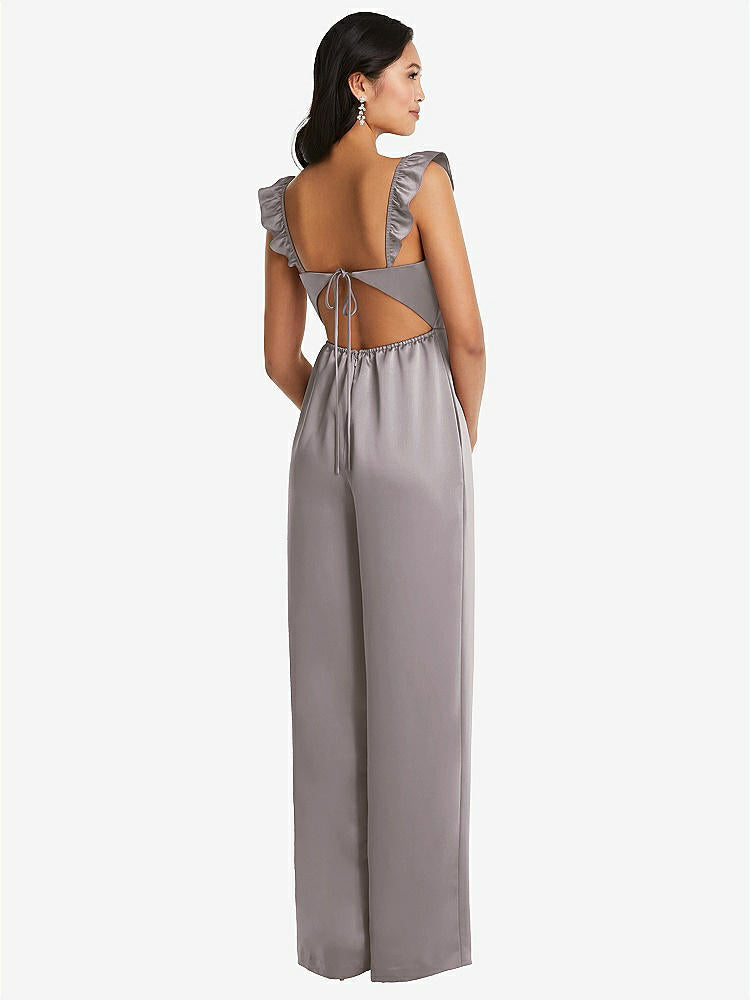 【STYLE: 8206】Ruffled Sleeve Tie-Back Jumpsuit with Pockets【COLOR: Cashmere Gray】
