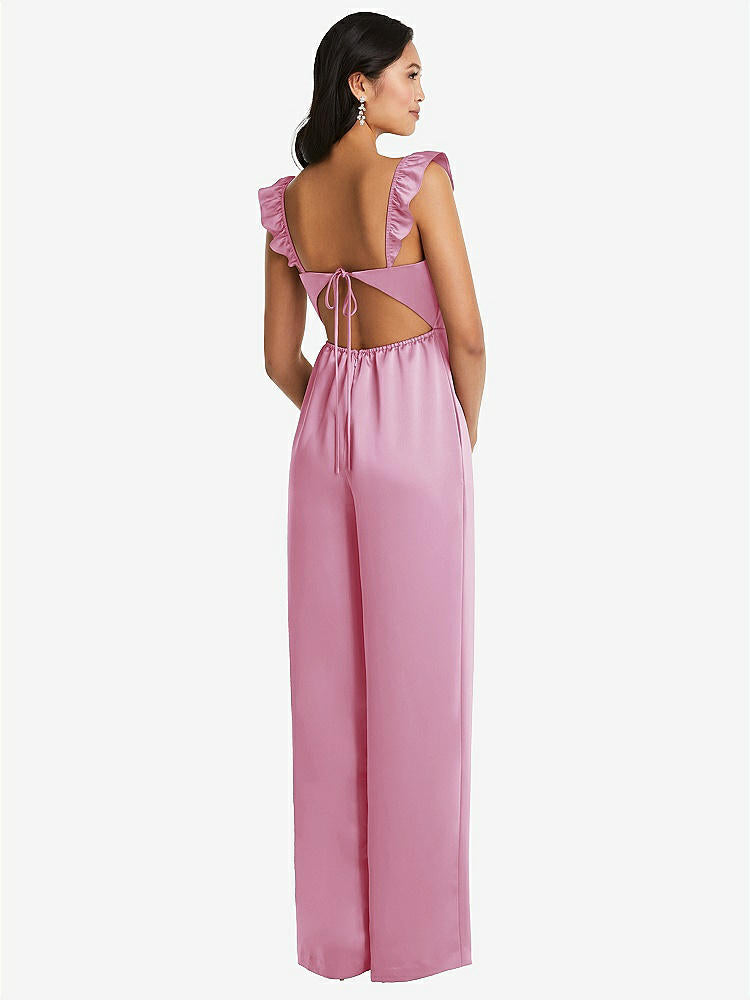【STYLE: 8206】Ruffled Sleeve Tie-Back Jumpsuit with Pockets【COLOR: Powder Pink】