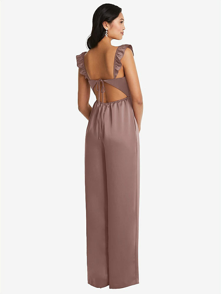 【STYLE: 8206】Ruffled Sleeve Tie-Back Jumpsuit with Pockets【COLOR: Sienna】