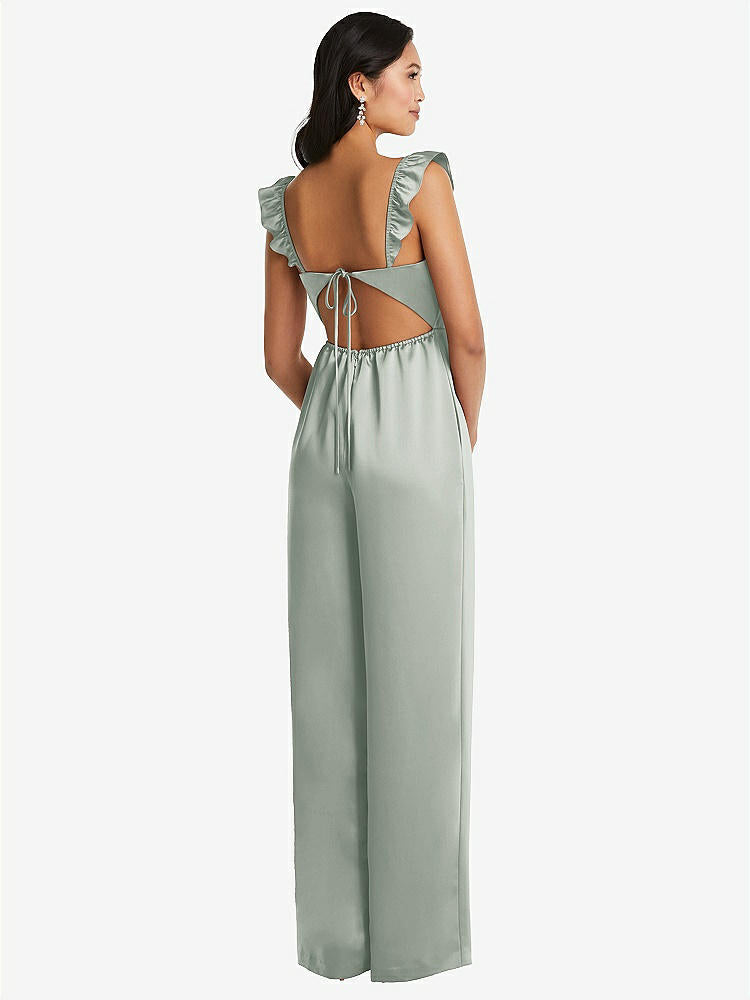 【STYLE: 8206】Ruffled Sleeve Tie-Back Jumpsuit with Pockets【COLOR: Willow Green】