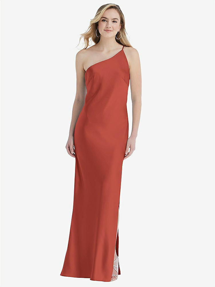 【STYLE: 8209】One-Shoulder Asymmetrical Maxi Slip Dress【COLOR: Amber Sunset】