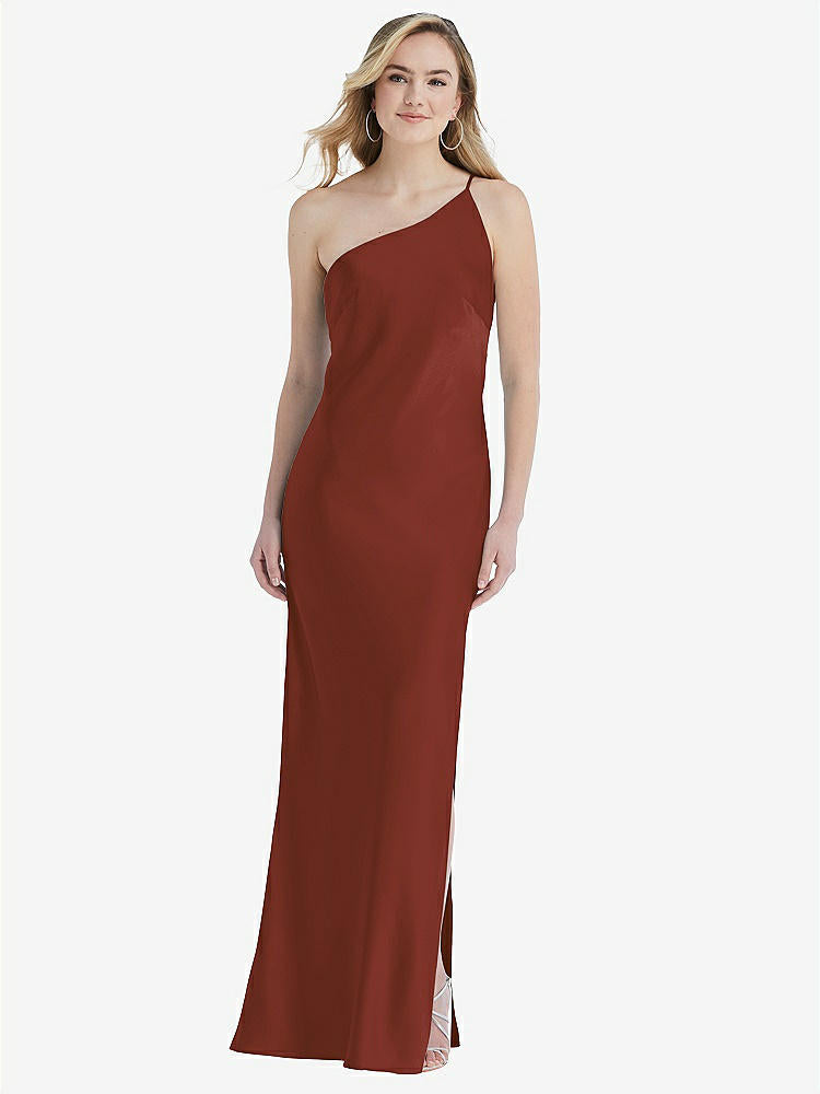 【STYLE: 8209】One-Shoulder Asymmetrical Maxi Slip Dress【COLOR: Auburn Moon】