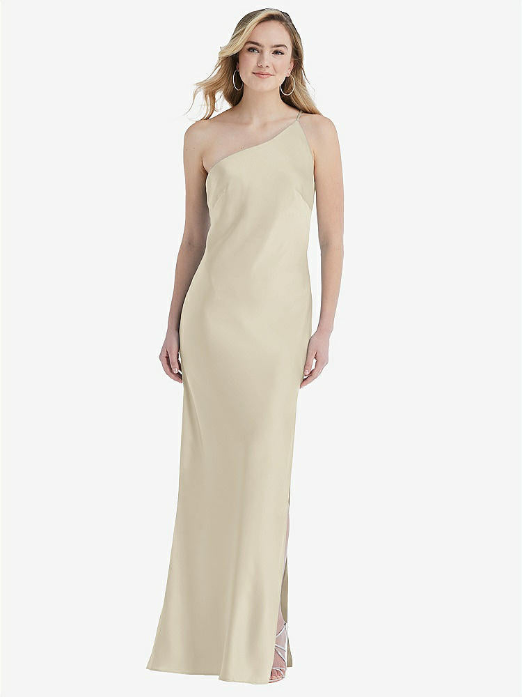 【STYLE: 8209】One-Shoulder Asymmetrical Maxi Slip Dress【COLOR: Champagne】