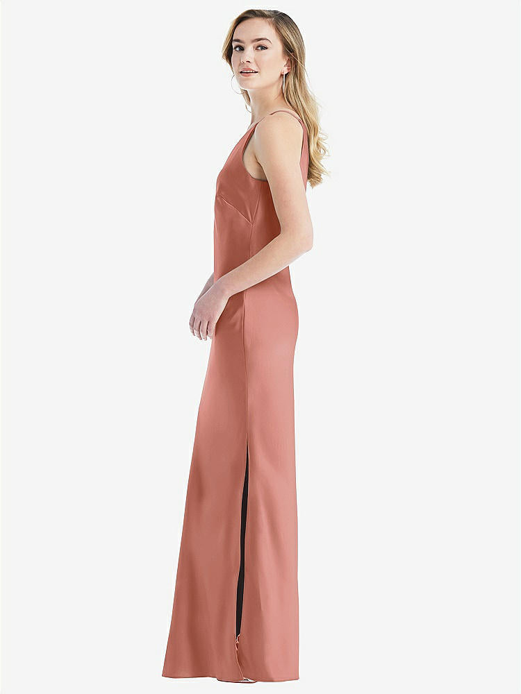 【STYLE: 8209】One-Shoulder Asymmetrical Maxi Slip Dress【COLOR: Desert Rose】