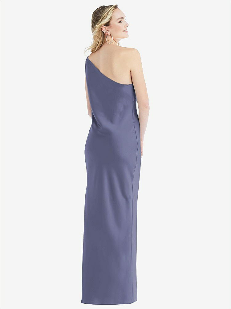 【STYLE: 8209】One-Shoulder Asymmetrical Maxi Slip Dress【COLOR: French Blue】