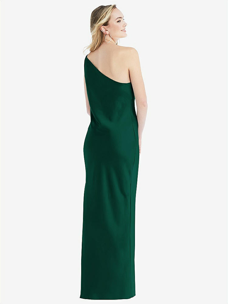 【STYLE: 8209】One-Shoulder Asymmetrical Maxi Slip Dress【COLOR: Hunter Green】