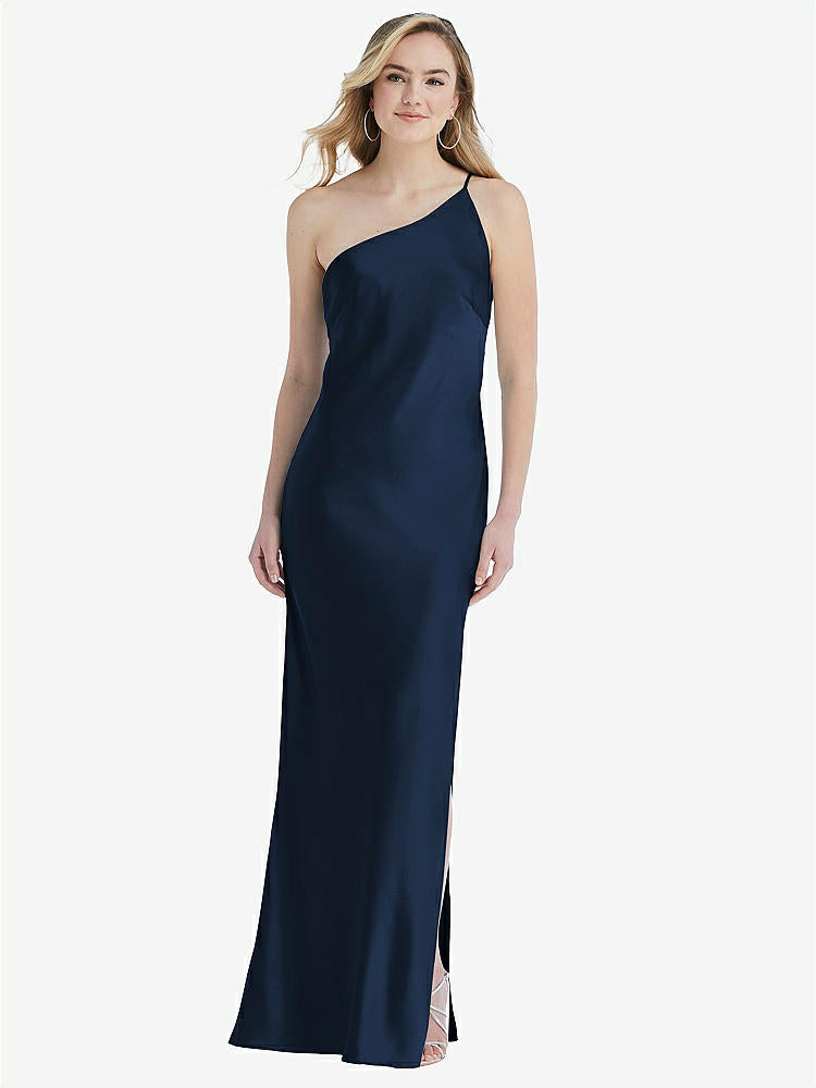 【NEW】【STYLE: 8209】ワンショルダー 非対称 マキシ スリップ ドレス【COLOR: Midnight Navy】【SIZE: 00-30W】