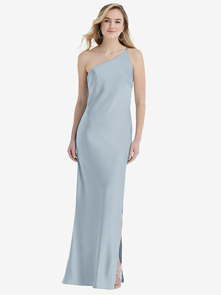 【STYLE: 8209】One-Shoulder Asymmetrical Maxi Slip Dress【COLOR: Mist】