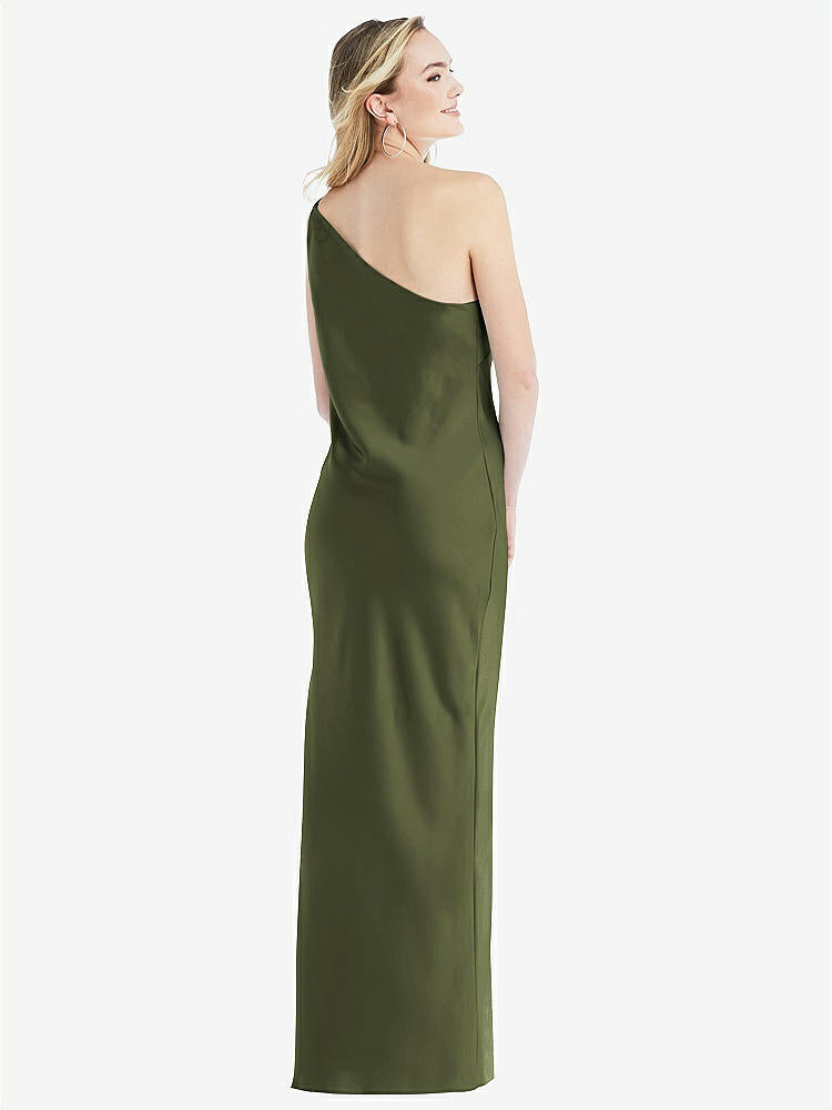 【STYLE: 8209】One-Shoulder Asymmetrical Maxi Slip Dress【COLOR: Olive Green】