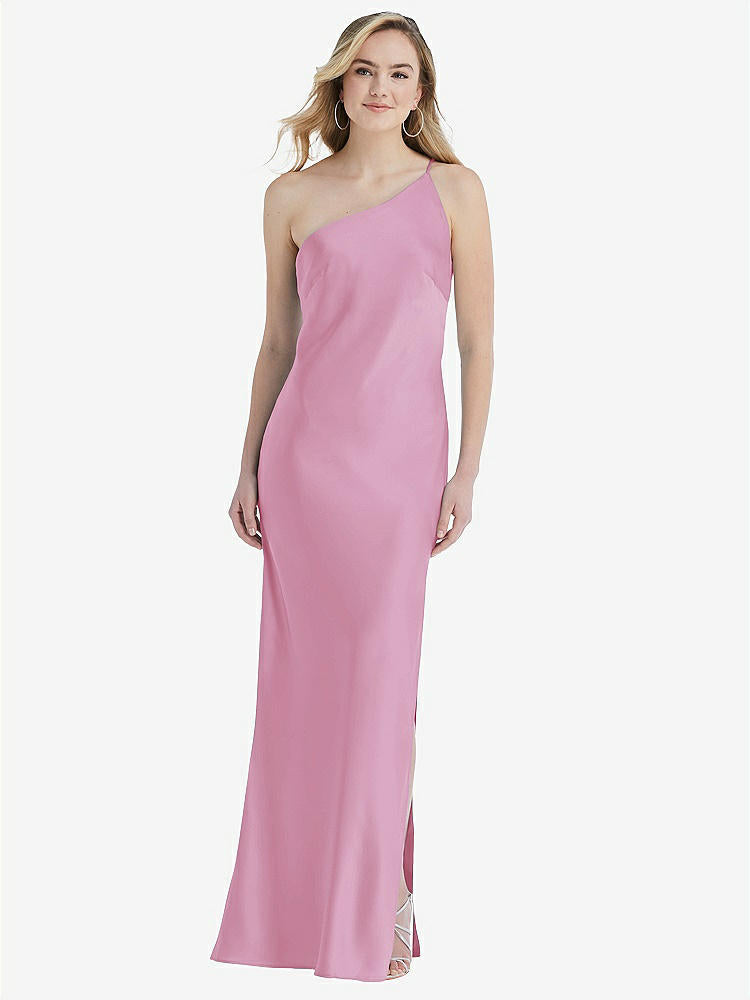 【NEW】【STYLE: 8209】ワンショルダー 非対称 マキシ スリップ ドレス【COLOR: Powder Pink】【SIZE: 00-30W】