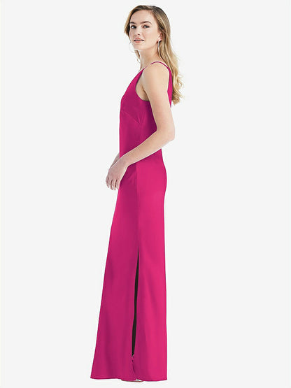 【NEW】【STYLE: 8209】ワンショルダー 非対称 マキシ スリップ ドレス【COLOR: Think Pink】【SIZE: 00-30W】