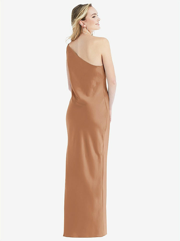 【STYLE: 8209】One-Shoulder Asymmetrical Maxi Slip Dress【COLOR: Toffee】