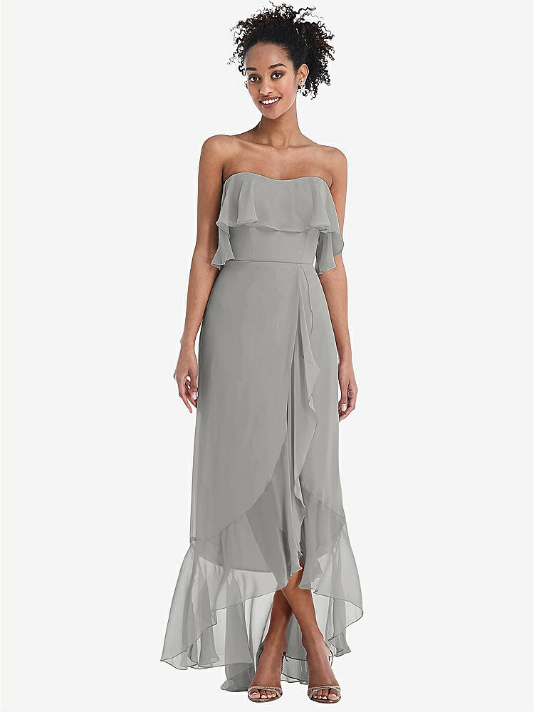 【STYLE: TH039】Off-the-Shoulder Ruffled High Low Maxi Dress【COLOR: Chelsea Gray】