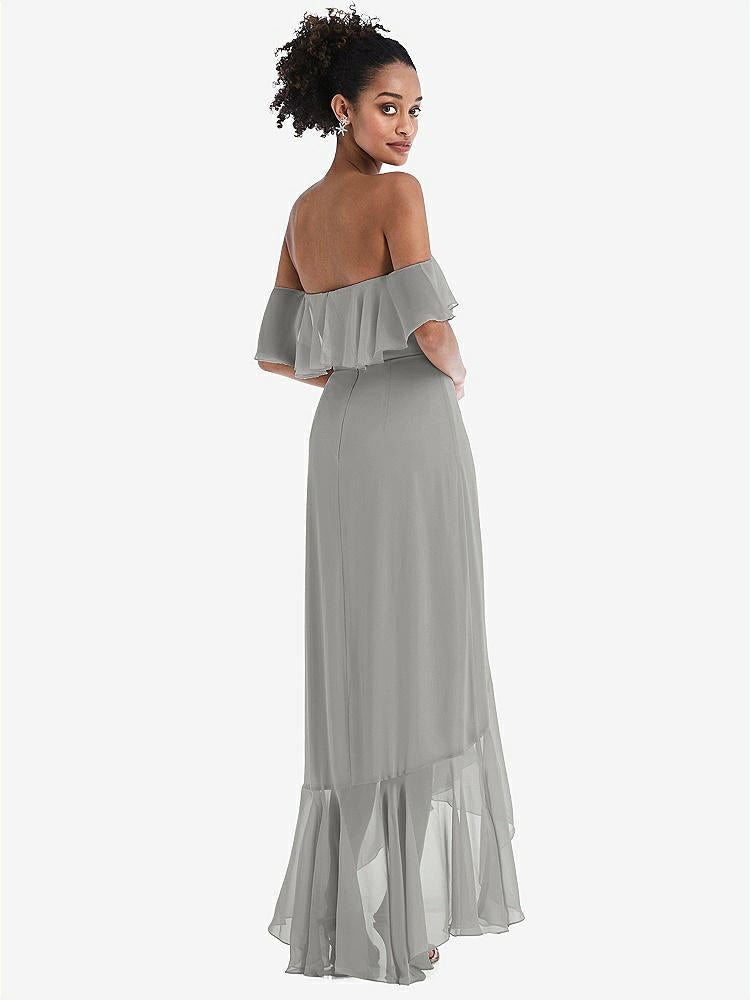 【STYLE: TH039】Off-the-Shoulder Ruffled High Low Maxi Dress【COLOR: Chelsea Gray】