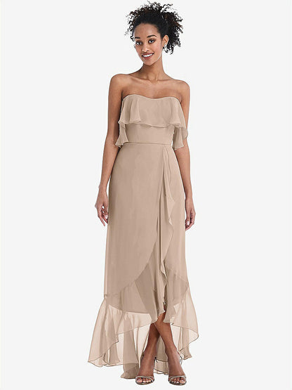 【STYLE: TH039】Off-the-Shoulder Ruffled High Low Maxi Dress【COLOR: Topaz】