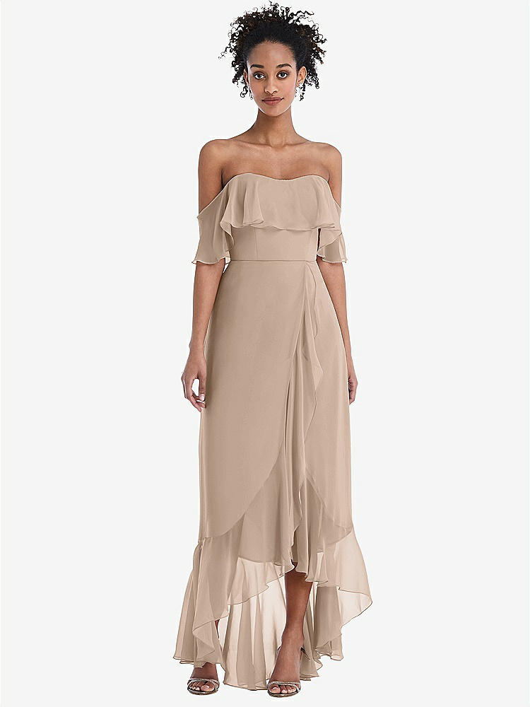 【STYLE: TH039】Off-the-Shoulder Ruffled High Low Maxi Dress【COLOR: Topaz】