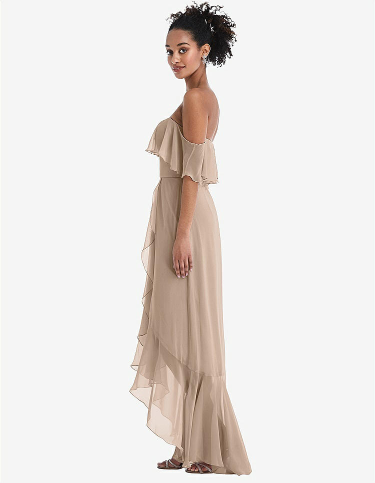 【STYLE: TH039】Off-the-Shoulder Ruffled High Low Maxi Dress【COLOR: Topaz】