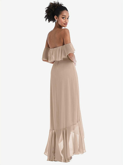 【STYLE: TH039】Off-the-Shoulder Ruffled High Low Maxi Dress【COLOR: Topaz】