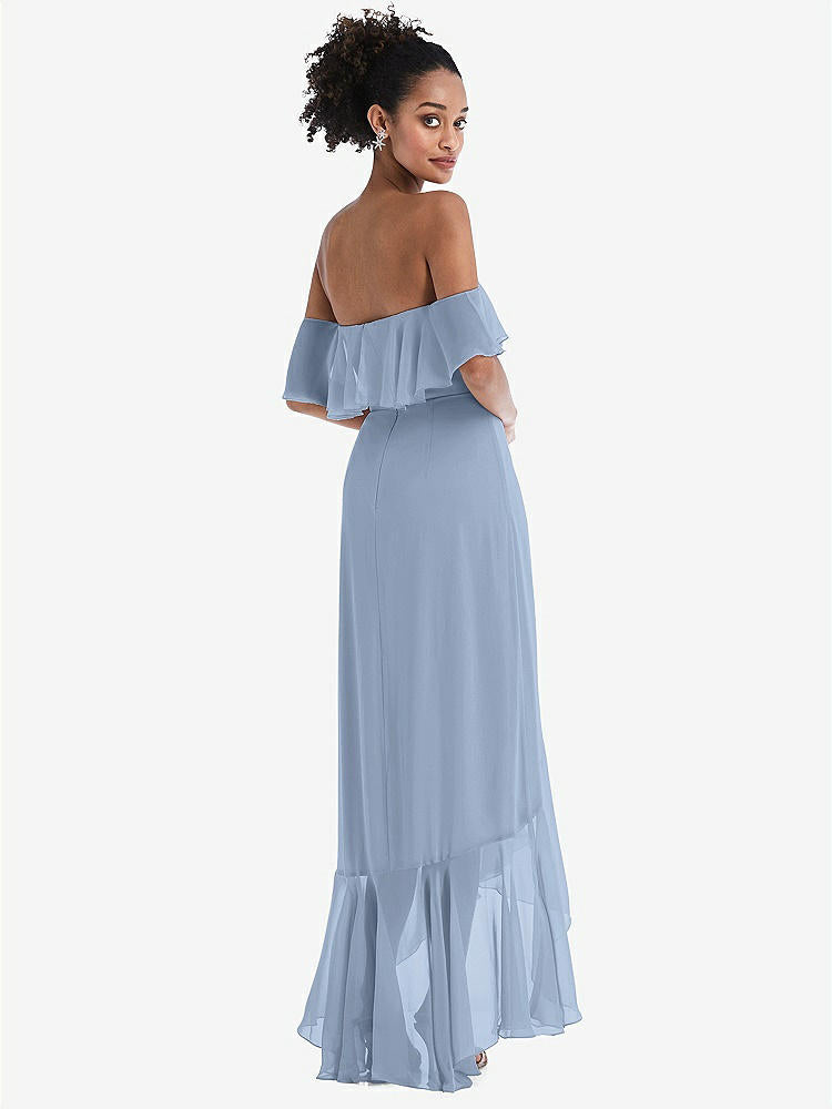 【STYLE: TH039】Off-the-Shoulder Ruffled High Low Maxi Dress【COLOR: Cloudy】