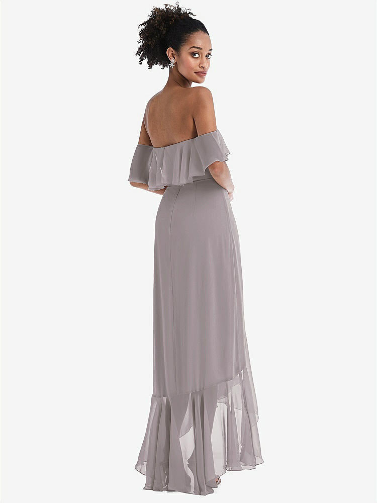 【STYLE: TH039】Off-the-Shoulder Ruffled High Low Maxi Dress【COLOR: Cashmere Gray】