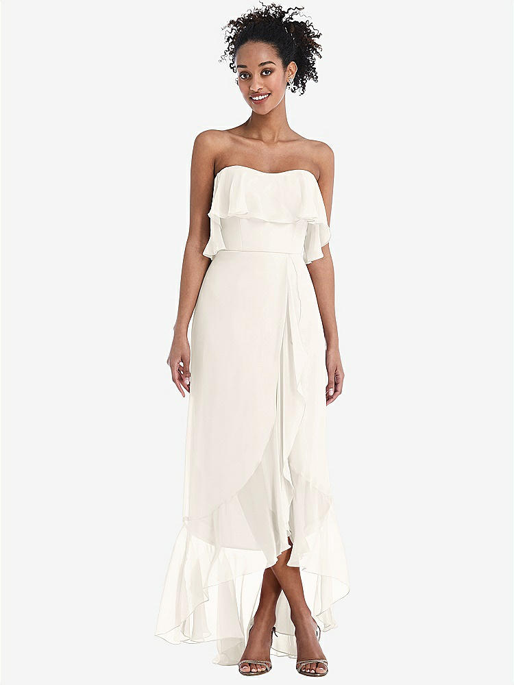 【STYLE: TH039】Off-the-Shoulder Ruffled High Low Maxi Dress【COLOR: Ivory】