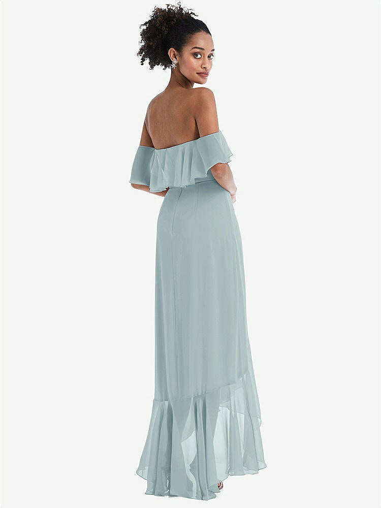 【NEW】【STYLE: TH039】オフショルダー フリル 高 低 マキシ ドレス【COLOR: Morning Sky】【SIZE: 00-30W】